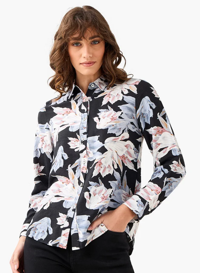 سبلاش فيڤ Viscose Shirt with Floral Print